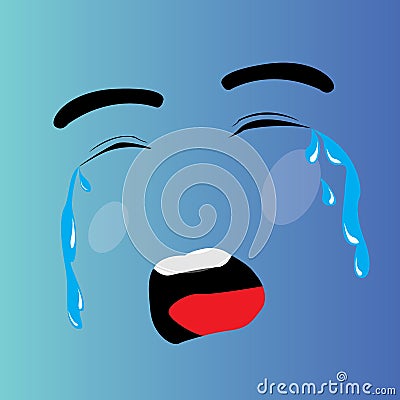 Crying cartoon face Vector Illustration