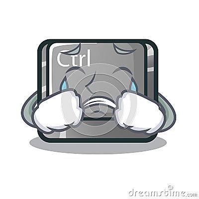 Crying character ctrl button attached on computer Vector Illustration