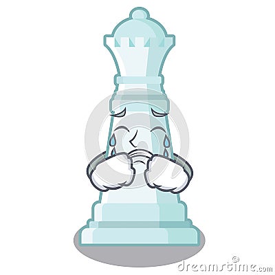 Crying chess queen in the cartoon shape Vector Illustration