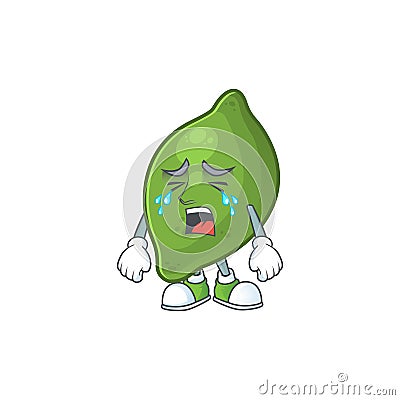 Crying cute fruit lime for tasty ingredient Vector Illustration