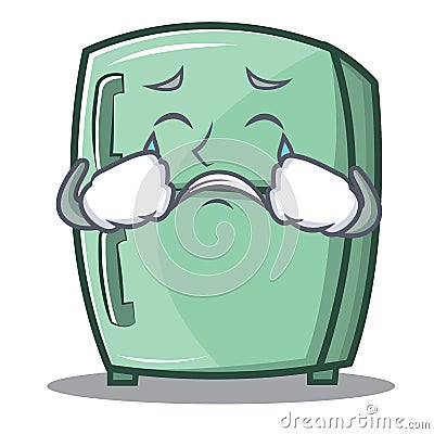 Crying cute refrigerator character cartoon Vector Illustration