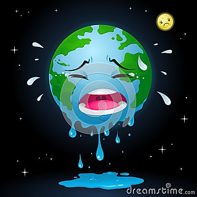 Crying Earth Vector Illustration