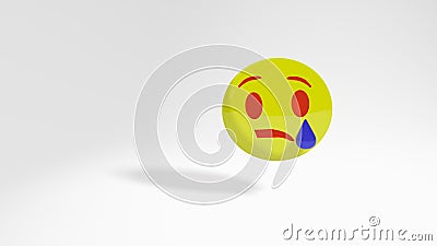 Crying emoji isolated on white background, 3d rendering Stock Photo