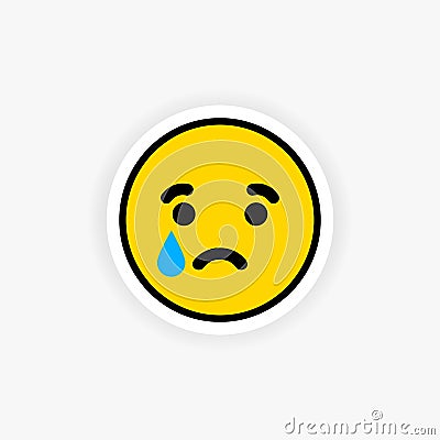 Crying emoji sticker. Cry. Sad. Upset. Tears. Vector EPS 10. Isolated on white background Vector Illustration