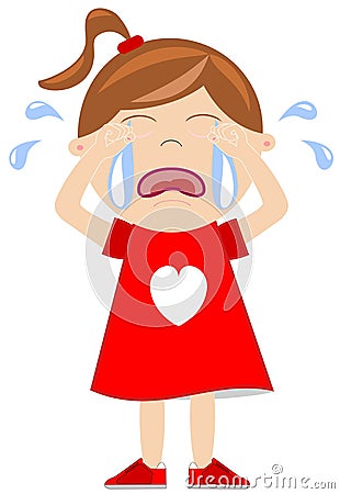 Crying Girl Vector Illustration