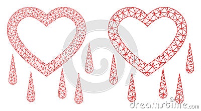 Crying Heart Icon - Vector Triangular Mesh Vector Illustration