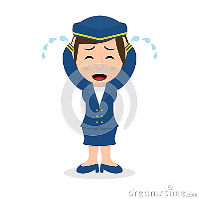 Crying Hostess Cartoon Character Vector Illustration