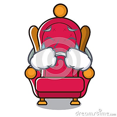 Crying king throne mascot cartoon Vector Illustration