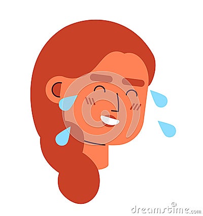 Crying laughing tears woman 2D vector avatar illustration Vector Illustration