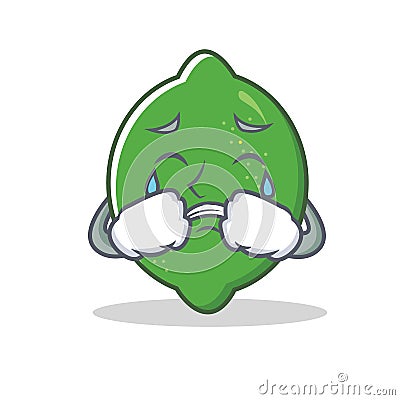 Crying lime mascot cartoon style Vector Illustration