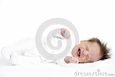 Crying Newborn Baby Stock Photo