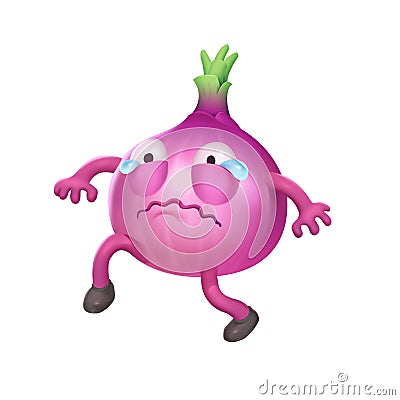 Crying Onion. Realistic Fantastic Characters. Stock Photo