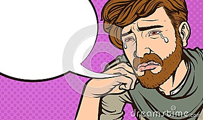 Crying hipster Vector Illustration