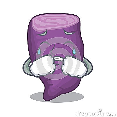 Crying purple sweet potato in mascot basket Vector Illustration