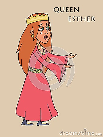 Crying queen esther, purim story Vector Illustration