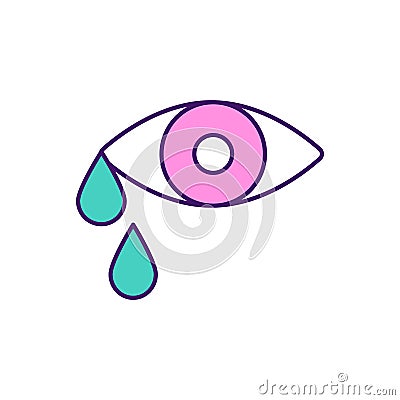 Crying RGB color icon Vector Illustration