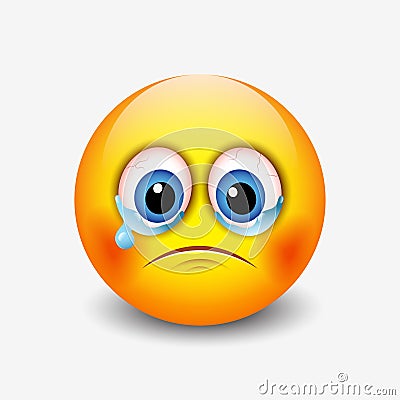 Crying sad emoticon, emoji, smiley - vector illustration Vector Illustration