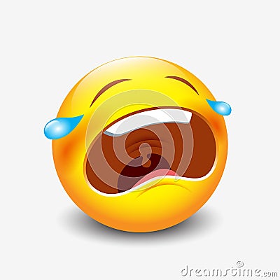 Crying sad emoticon, emoji, smiley - vector illustration Vector Illustration