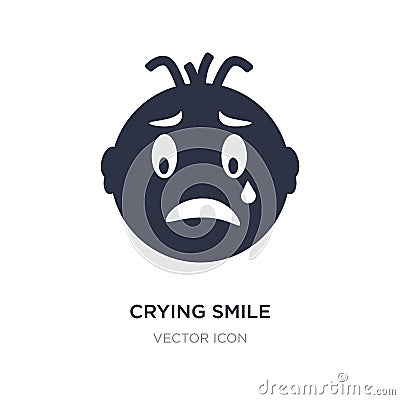 crying smile icon on white background. Simple element illustration from UI concept Vector Illustration