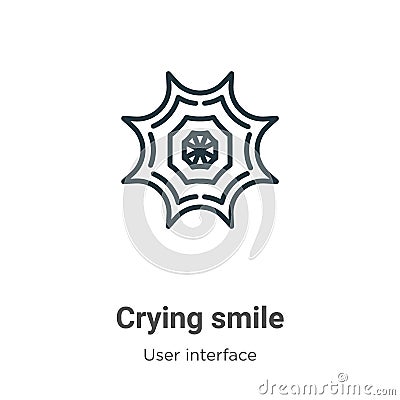 Crying smile outline vector icon. Thin line black crying smile icon, flat vector simple element illustration from editable user Vector Illustration