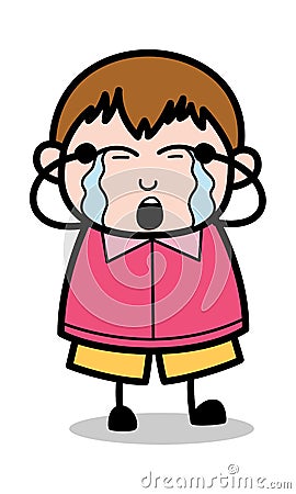 Crying - Teenager Cartoon Fat Boy Vector Illustration Stock Photo