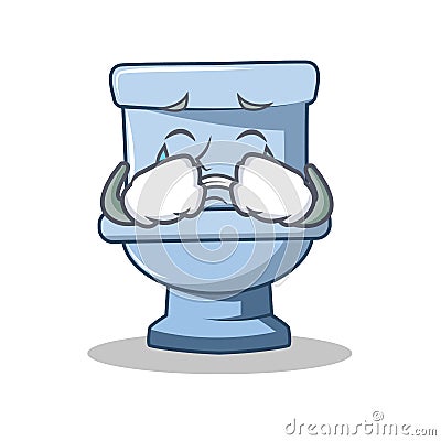 Crying toilet character cartoon style Vector Illustration