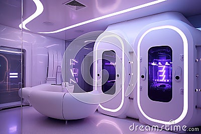 cryotherapy chamber with futuristic design elements Stock Photo