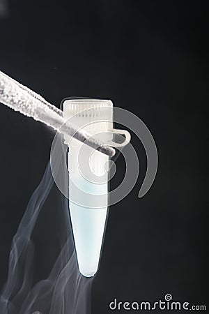 Cryotube with cell suspension Stock Photo