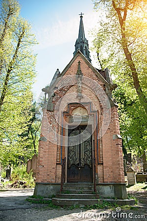 Crypt in a cemetery in Lviv Stock Photo