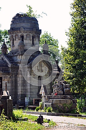 Crypt monument cemetery. Editorial Stock Photo