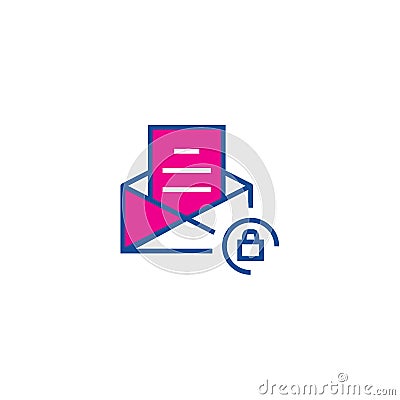 Crypted mail thin line color icon. Icon for web and user interface Stock Photo