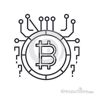 Crypto analysis icon, linear isolated illustration, thin line vector, web design sign, outline concept symbol with Vector Illustration