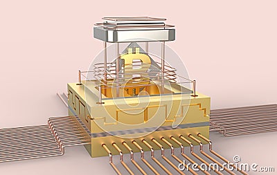 Crypto art golden Bitcoin futuristic blockchain cryptography abstract 3D symbol unique cyberpunk background Stock Photo