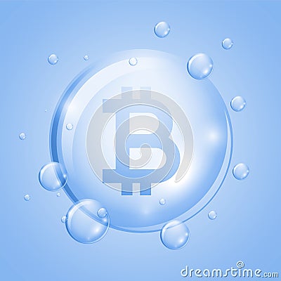 Crypto currency bitcoin balloon bubble concept Vector Illustration