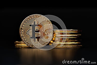 Crypto currency bitcoin golden representation Stock Photo