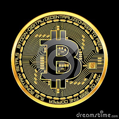 Crypto currency bitcoin golden symbol Vector Illustration