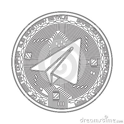 Crypto currency gram black and white symbol Vector Illustration