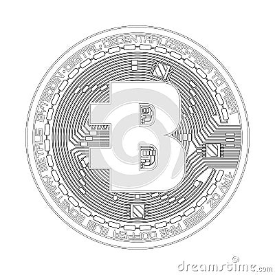 Crypto currency bytecoin black and white symbol Vector Illustration