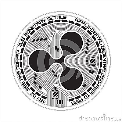 Crypto currency ripple black and white symbol Vector Illustration