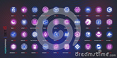 Crypto currency coins digital payment system blockchain concept. Vector Illustration