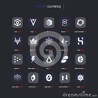 Crypto currency coins digital payment system blockchain concept. Vector Illustration