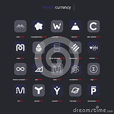 Crypto currency coins digital payment system blockchain concept. Vector Illustration