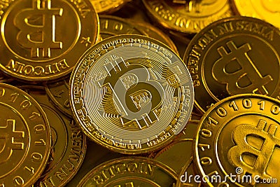 Crypto currency concept.Bitcoins ,Gold Coins ,Cryptocurrency wit Stock Photo