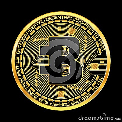 Crypto currency bytecoin golden symbol Vector Illustration