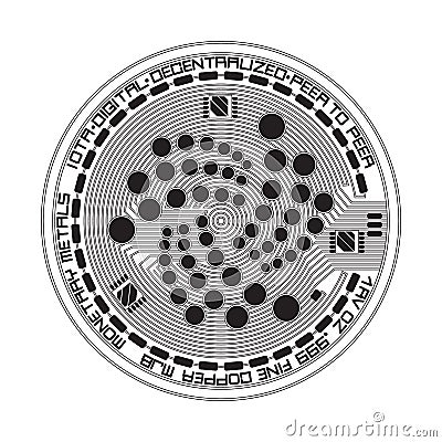 Crypto currency iota black and white symbol Vector Illustration