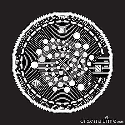 Crypto currency iota black and white symbol Vector Illustration