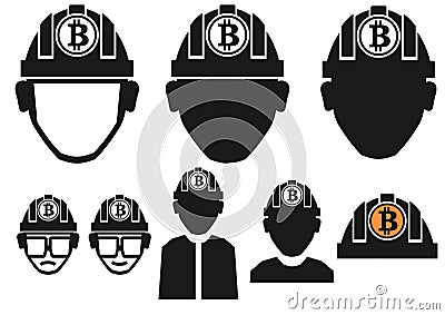 Crypto currency miner. Vector Illustration