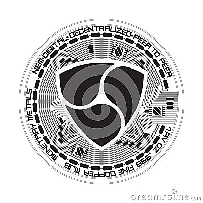 Crypto currency nem black and white symbol Vector Illustration