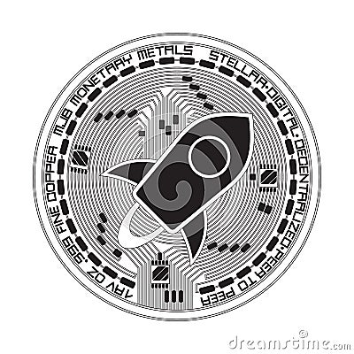 Crypto currency stellar black and white symbol Vector Illustration