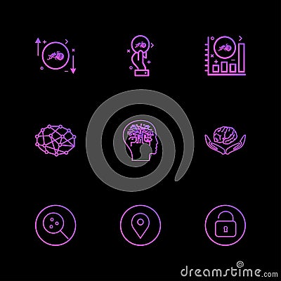 Crypto currency , virtual money, brain , search , navigation , l Vector Illustration